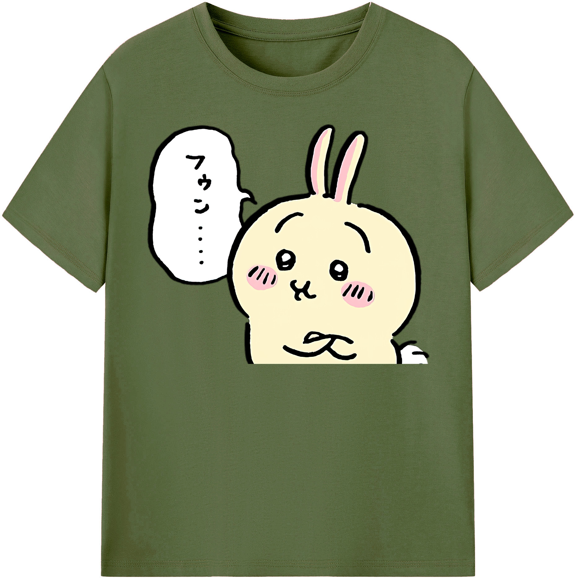 （画像用） ちいかわ うさぎ Chii-kawa usagi 綿100％半袖Tシャツ（フロントプリント）